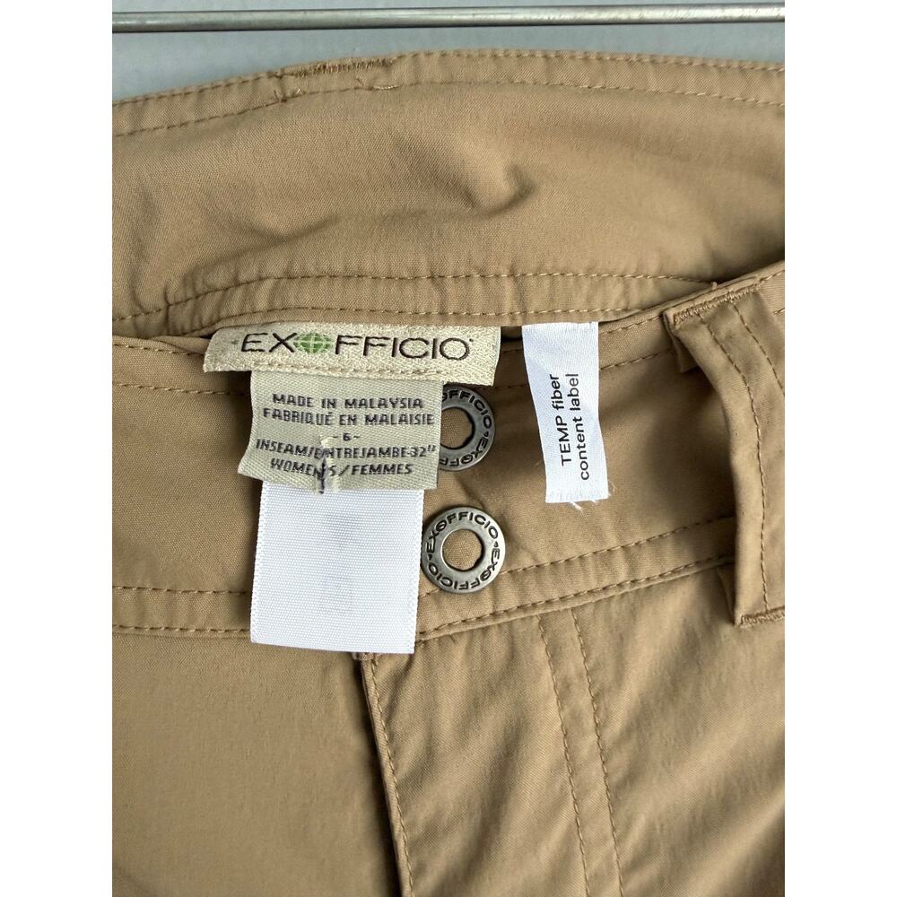 ExOfficio Women's Khaki Cargo Hiking Pants Size 6 Lightweight Travel Zip Pocket - Picture 3 of 8